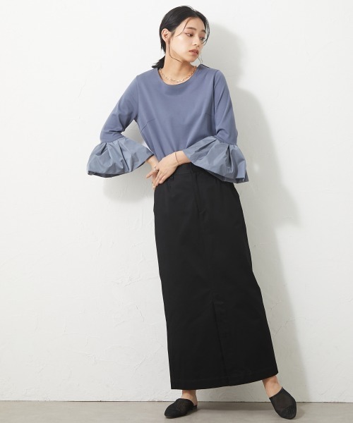 CHIC STYLE(シックスタイル)の「<大きいサイズ>異素材使い袖フリルカットソー シックスタイル(Tシャツ/カットソー・レディース・ブラック/ネイビー系・LL/4L/5L/L/3L)」の17枚目の写真