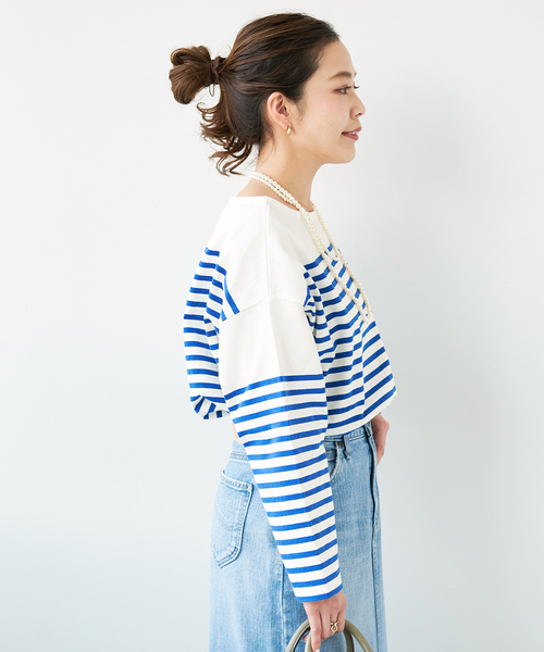 バスクパネルボーダープルオーバー