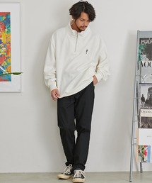 『CavariA/キャバリア』ワンポイント刺繍スタンドハーフジップ
