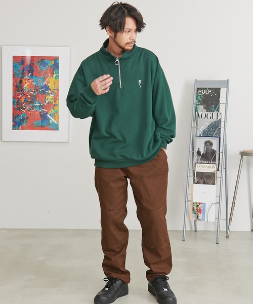 CavariA（キャバリア）の「『CavariA/キャバリア』ワンポイント刺繍スタンドハーフジップ（Tシャツ/カットソー・メンズ・チャコール/ホワイト/グリーン/ブラック・L/M）」の17枚目の写真