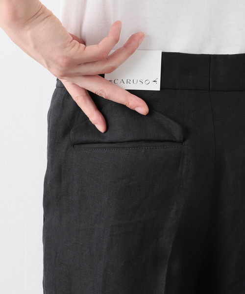Caruso（カルーゾ）の「【CARUSO / カルーゾ】Linen side adjuster PT NOIR（スラックス・メンズ・ブラック・44）」の10枚目の写真