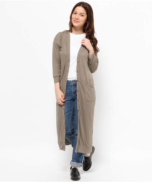 one after another NICE CLAUP（ワンアフターアナザーナイスクラップ）の「【mer8月号掲載 ナイスクラップ】テレコロングカーディガン（カーディガン/ボレロ・レディース・オフホワイト/ライトグレー/カーキ・FREE）」の14枚目の写真