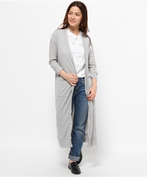 one after another NICE CLAUP（ワンアフターアナザーナイスクラップ）の「【mer8月号掲載 ナイスクラップ】テレコロングカーディガン（カーディガン/ボレロ・レディース・オフホワイト/ライトグレー/カーキ・FREE）」の3枚目の写真