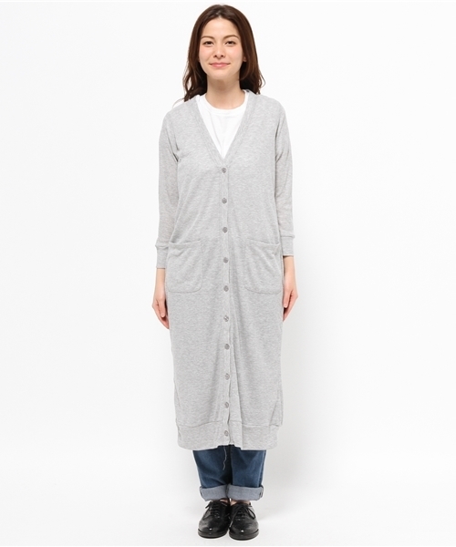 one after another NICE CLAUP（ワンアフターアナザーナイスクラップ）の「【mer8月号掲載 ナイスクラップ】テレコロングカーディガン（カーディガン/ボレロ・レディース・オフホワイト/ライトグレー/カーキ・FREE）」の4枚目の写真