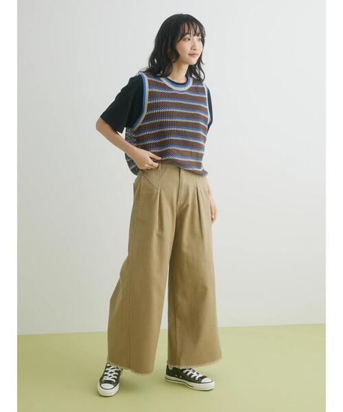 CRAFT STANDARD BOUTIQUE(クラフトスタンダードブティック)の「ボーダーメッシュベスト(ベスト・レディース・ブラウン/ベージュ・FREE)」の9枚目の写真
