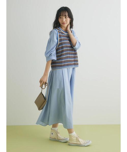 CRAFT STANDARD BOUTIQUE(クラフトスタンダードブティック)の「ボーダーメッシュベスト(ベスト・レディース・ブラウン/ベージュ・FREE)」の12枚目の写真