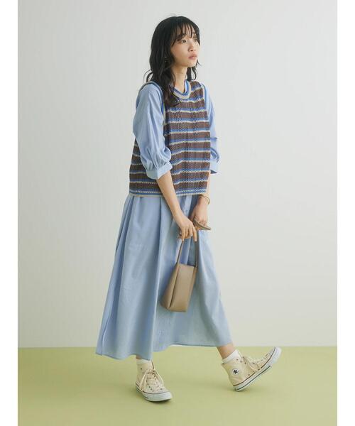 CRAFT STANDARD BOUTIQUE(クラフトスタンダードブティック)の「ボーダーメッシュベスト(ベスト・レディース・ブラウン/ベージュ・FREE)」の13枚目の写真