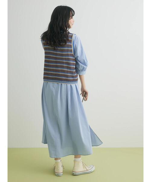 CRAFT STANDARD BOUTIQUE(クラフトスタンダードブティック)の「ボーダーメッシュベスト(ベスト・レディース・ブラウン/ベージュ・FREE)」の14枚目の写真