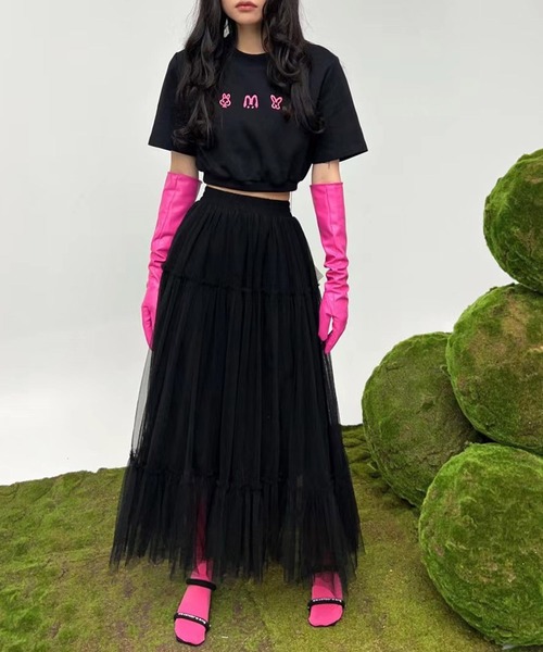 me+em select（ミームセレクト）の「【 ４color 】ギャザーボリュームカラーリングチュールスカート（スカート・レディース・ブラック/ホワイト/パープル/イエロー・FREE）」の9枚目の写真