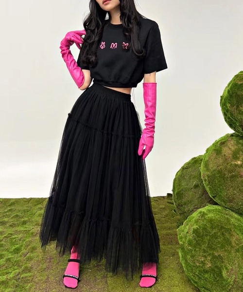 me+em select（ミームセレクト）の「【 ４color 】ギャザーボリュームカラーリングチュールスカート（スカート・レディース・ブラック/ホワイト/パープル/イエロー・FREE）」の10枚目の写真