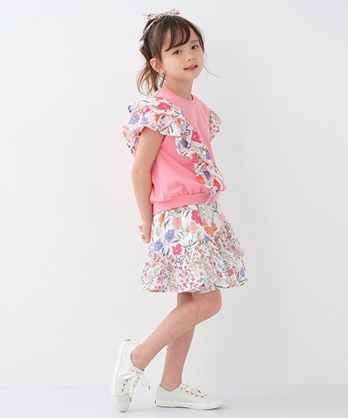 お値下げ　ケイトスペード　レースラッフル半袖Tシャツ　140 ガールズ ラッフルスリーブTシャツ