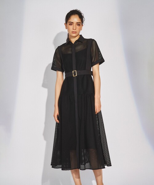 GRACE CONTINENTAL(グレースコンチネンタル)の「メッシュレース切替ワンピース(ワンピース・レディース・ホワイト/ブラック・36/38)」の2枚目の写真