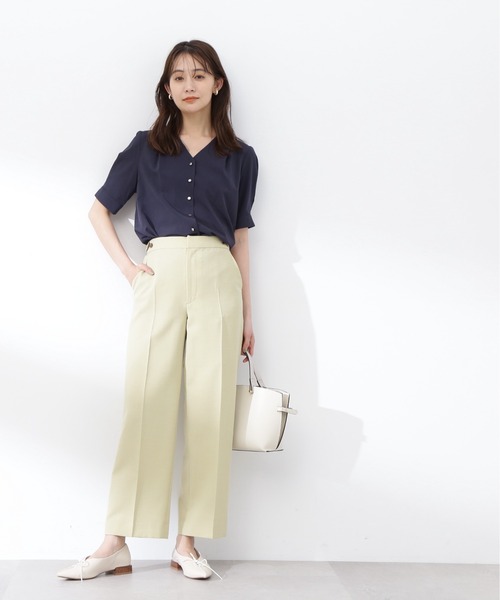 N.（N. Natural Beauty Basic）（エヌエヌナチュラルビューティーベーシック）の「◆ゴールドボタンタックネックブラウス（シャツ/ブラウス・レディース・ネイビー/パープル/オフホワイト・MEDIUM）」の13枚目の写真