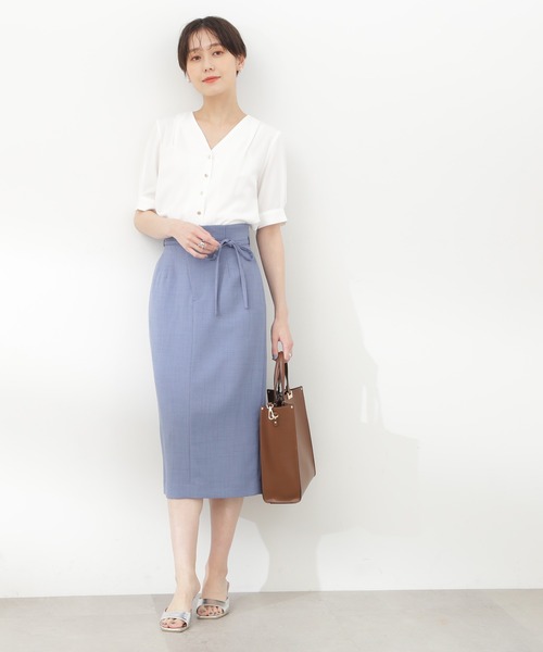 N.（N. Natural Beauty Basic）（エヌエヌナチュラルビューティーベーシック）の「◆ゴールドボタンタックネックブラウス（シャツ/ブラウス・レディース・ネイビー/パープル/オフホワイト・MEDIUM）」の21枚目の写真