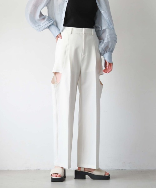 archives（アルシーヴ）の「【新色追加】サイドカットアウトパンツ（その他パンツ・レディース・ブラック/アイボリー/ブルー/ベージュ・MEDIUM）」の8枚目の写真