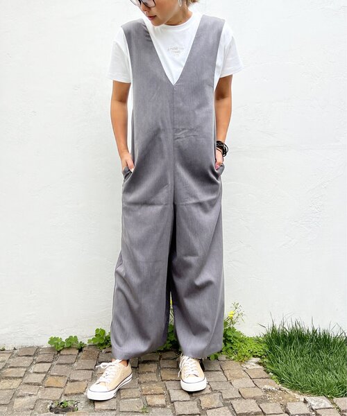 LBC(エルビーシー)の「バックリボンサロペ(サロペット/オーバーオール・レディース・チャコールグレー/ネイビー・M)」の3枚目の写真