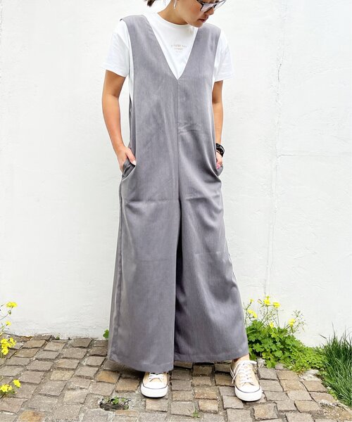 LBC(エルビーシー)の「バックリボンサロペ(サロペット/オーバーオール・レディース・チャコールグレー/ネイビー・M)」の4枚目の写真