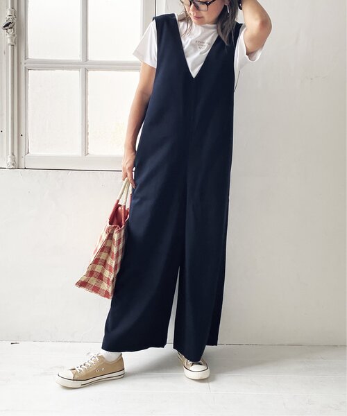 LBC(エルビーシー)の「バックリボンサロペ(サロペット/オーバーオール・レディース・チャコールグレー/ネイビー・M)」の7枚目の写真