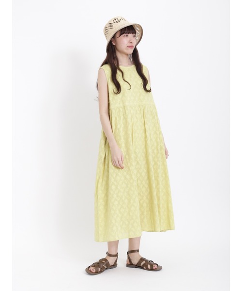 Samansa Mos2（サマンサ モスモス）の「ジャカード柄ノースリーブワンピース（ワンピース・レディース・オフホワイト/ブラウン/イエロー・ﾌﾘ-）」の13枚目の写真