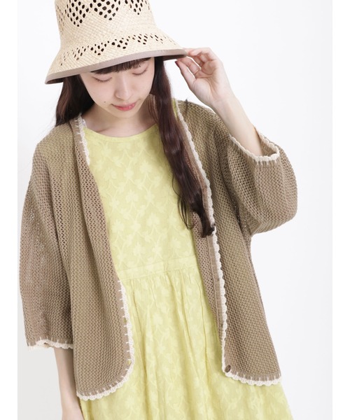 Samansa Mos2（サマンサ モスモス）の「ジャカード柄ノースリーブワンピース（ワンピース・レディース・オフホワイト/ブラウン/イエロー・ﾌﾘ-）」の9枚目の写真