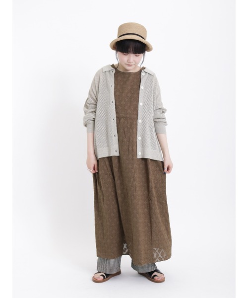 Samansa Mos2（サマンサ モスモス）の「ジャカード柄ノースリーブワンピース（ワンピース・レディース・オフホワイト/ブラウン/イエロー・ﾌﾘ-）」の18枚目の写真