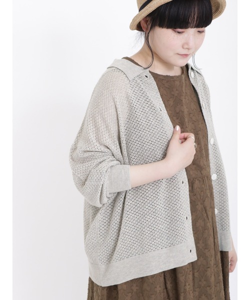 Samansa Mos2（サマンサ モスモス）の「ジャカード柄ノースリーブワンピース（ワンピース・レディース・オフホワイト/ブラウン/イエロー・ﾌﾘ-）」の5枚目の写真