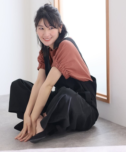 ElegChic(エレグシック)の「2WAYゴムギャザースリーブカットソー(Tシャツ/カットソー・レディース・ブラック/グレイッシュベージュ/ピンク/ホワイト・M/XL/4L)」の4枚目の写真