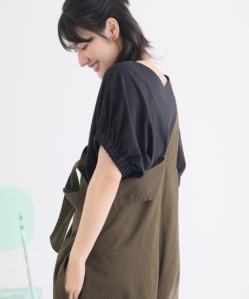 ElegChic(エレグシック)の「2WAYゴムギャザースリーブカットソー(Tシャツ/カットソー・レディース・ブラック/グレイッシュベージュ/ピンク/ホワイト・M/XL/4L)」の6枚目の写真