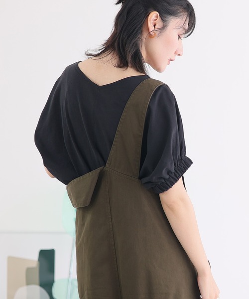 ElegChic(エレグシック)の「2WAYゴムギャザースリーブカットソー(Tシャツ/カットソー・レディース・ブラック/グレイッシュベージュ/ピンク/ホワイト・M/XL/4L)」の7枚目の写真