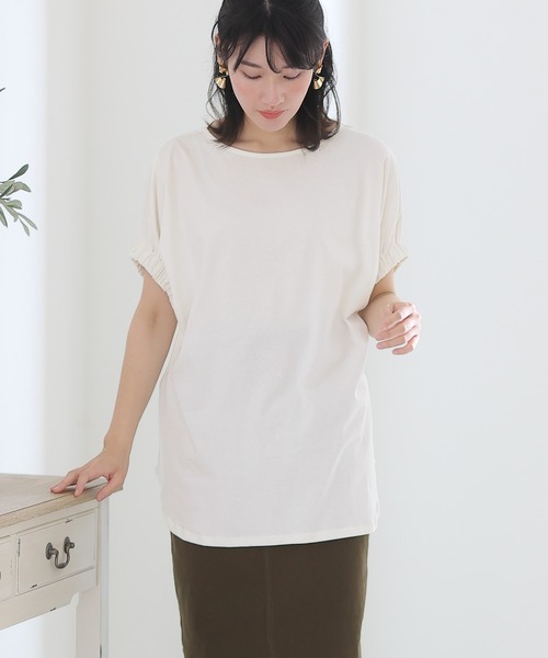 ElegChic(エレグシック)の「2WAYゴムギャザースリーブカットソー(Tシャツ/カットソー・レディース・ブラック/グレイッシュベージュ/ピンク/ホワイト・M/XL/4L)」の9枚目の写真