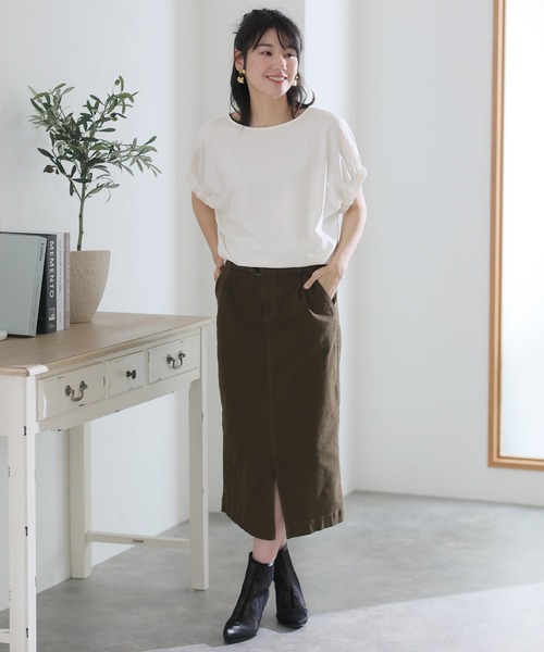 ElegChic(エレグシック)の「2WAYゴムギャザースリーブカットソー(Tシャツ/カットソー・レディース・ブラック/グレイッシュベージュ/ピンク/ホワイト・M/XL/4L)」の12枚目の写真