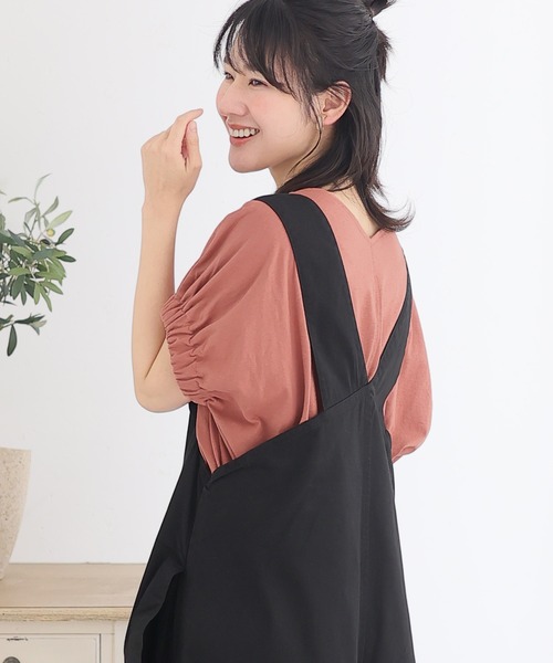ElegChic(エレグシック)の「2WAYゴムギャザースリーブカットソー(Tシャツ/カットソー・レディース・ブラック/グレイッシュベージュ/ピンク/ホワイト・M/XL/4L)」の14枚目の写真