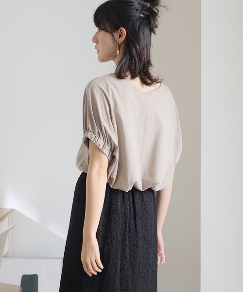 ElegChic(エレグシック)の「2WAYゴムギャザースリーブカットソー(Tシャツ/カットソー・レディース・ブラック/グレイッシュベージュ/ピンク/ホワイト・M/XL/4L)」の19枚目の写真