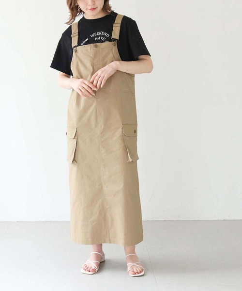 HER CLOSET（ハークローゼット）の「【shemoshelly】WEB限定ミリタリージャンパースカート（ジャンパースカート・レディース・ブラック/ベージュ/カーキ/アイボリー・M）」の16枚目の写真