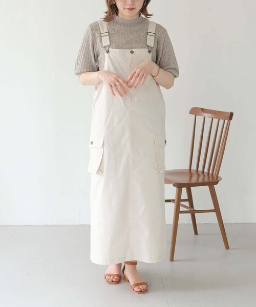 HER CLOSET（ハークローゼット）の「【shemoshelly】WEB限定ミリタリージャンパースカート（ジャンパースカート・レディース・ブラック/ベージュ/カーキ/アイボリー・M）」の6枚目の写真