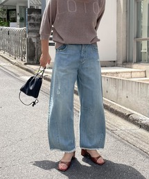PUAL CE CIN | 綿麻ワイドカーブデニムパンツ(デニムパンツ)