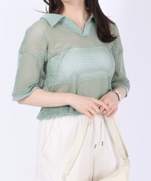 メッシュニット スキッパーポロシャツ