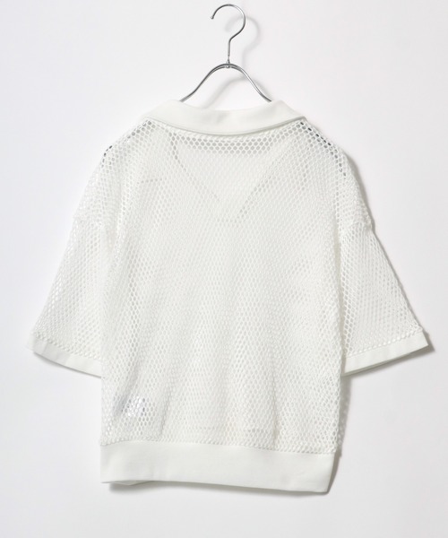 Salong hameu(サロン ハミュー)の「メッシュニット スキッパーポロシャツ(ニット/セーター・レディース・グリーン/ブラック/オフホワイト・M/L)」の11枚目の写真