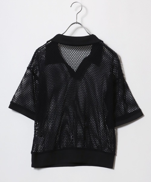 Salong hameu(サロン ハミュー)の「メッシュニット スキッパーポロシャツ(ニット/セーター・レディース・グリーン/ブラック/オフホワイト・M/L)」の7枚目の写真