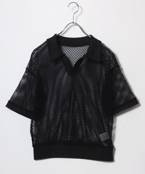 Salong hameu(サロン ハミュー)の「メッシュニット スキッパーポロシャツ(ニット/セーター・レディース・グリーン/ブラック/オフホワイト・M/L)」の19枚目の写真