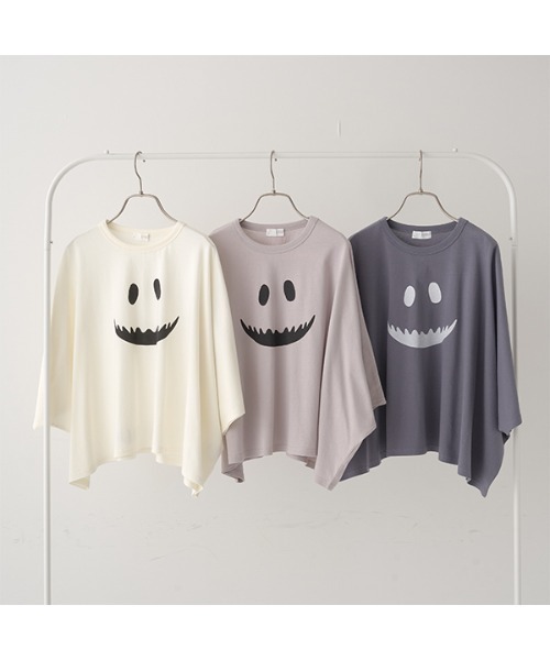 b・ROOM（ビールーム）の「【型崩れしないやわらかコットン】変形オバケＴシャツ（Tシャツ/カットソー・キッズ・チャコール/アイボリー/グレイッシュベージュ・MEDIUM/LARGE）」の4枚目の写真