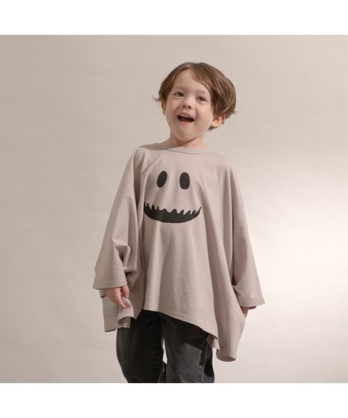 b・ROOM（ビールーム）の「【型崩れしないやわらかコットン】変形オバケＴシャツ（Tシャツ/カットソー・キッズ・チャコール/アイボリー/グレイッシュベージュ・MEDIUM/LARGE）」の8枚目の写真