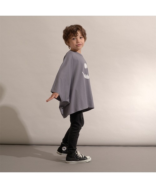 b・ROOM（ビールーム）の「【型崩れしないやわらかコットン】変形オバケＴシャツ（Tシャツ/カットソー・キッズ・チャコール/アイボリー/グレイッシュベージュ・MEDIUM/LARGE）」の12枚目の写真