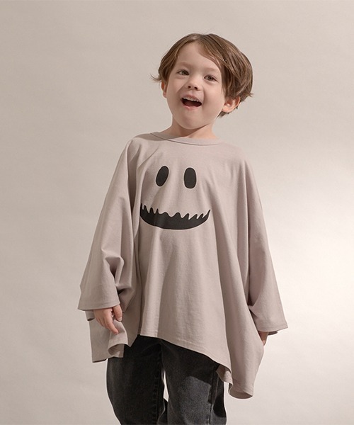 b・ROOM（ビールーム）の「【型崩れしないやわらかコットン】変形オバケＴシャツ（Tシャツ/カットソー・キッズ・チャコール/アイボリー/グレイッシュベージュ・MEDIUM/LARGE）」の21枚目の写真