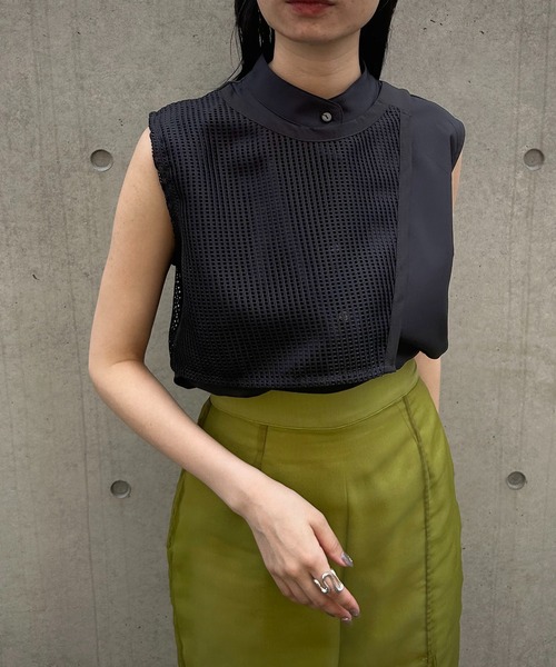 &g'aime（アンジェム）の「【&g’aime】メッシュケープブラウス（シャツ/ブラウス・レディース・ホワイト/ブラック・FREE）」の11枚目の写真