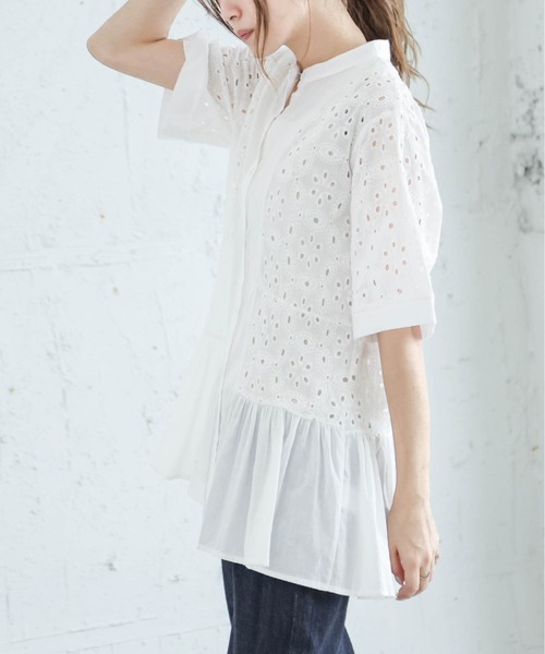 La-gemme（ラジェム）の「アイレットレースブラウス（シャツ/ブラウス・レディース・ホワイト/ブラック・フリー）」の6枚目の写真