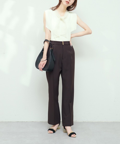 natural couture(ナチュラルクチュール)の「osonoハイウエスト美フレアパンツ(その他パンツ・レディース・オフホワイト/ブラウン/ネイビー・SMALL/MEDIUM/LARGE)」の6枚目の写真