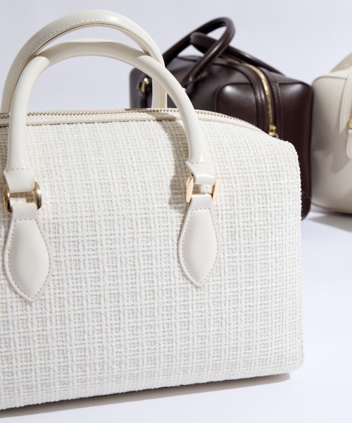 EIMY ISTOIRE（エイミーイストワール）の「ツイードスクエアボストンバッグ（ボストンバッグ・レディース・ホワイト/ブラック・FREE）」の5枚目の写真