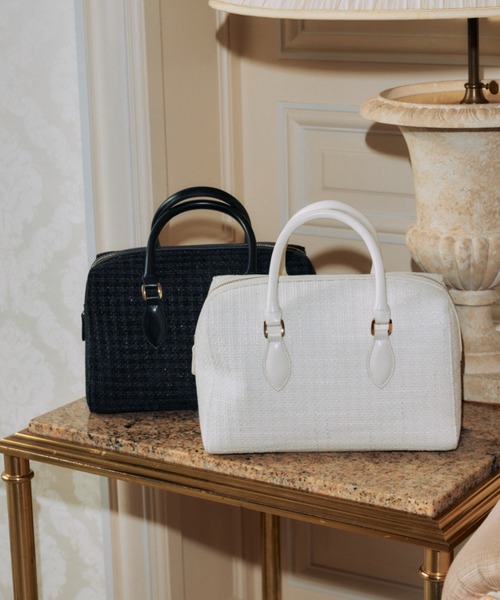 EIMY ISTOIRE（エイミーイストワール）の「ツイードスクエアボストンバッグ（ボストンバッグ・レディース・ホワイト/ブラック・FREE）」の3枚目の写真