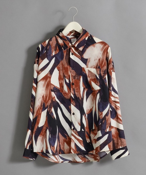 Revo.（レボ）の「Revo. レトロ アブストラクト アートプリント レギュラーカラーシャツ 長袖シャツ（シャツ/ブラウス・メンズ・ワイン/ブルー/グリーン・1/2）」の3枚目の写真